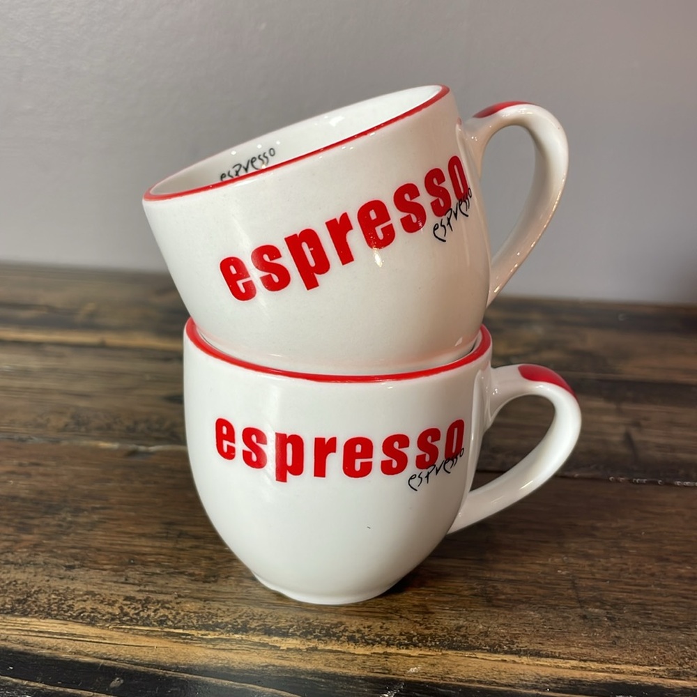 Espresso Cups Set - Red and White